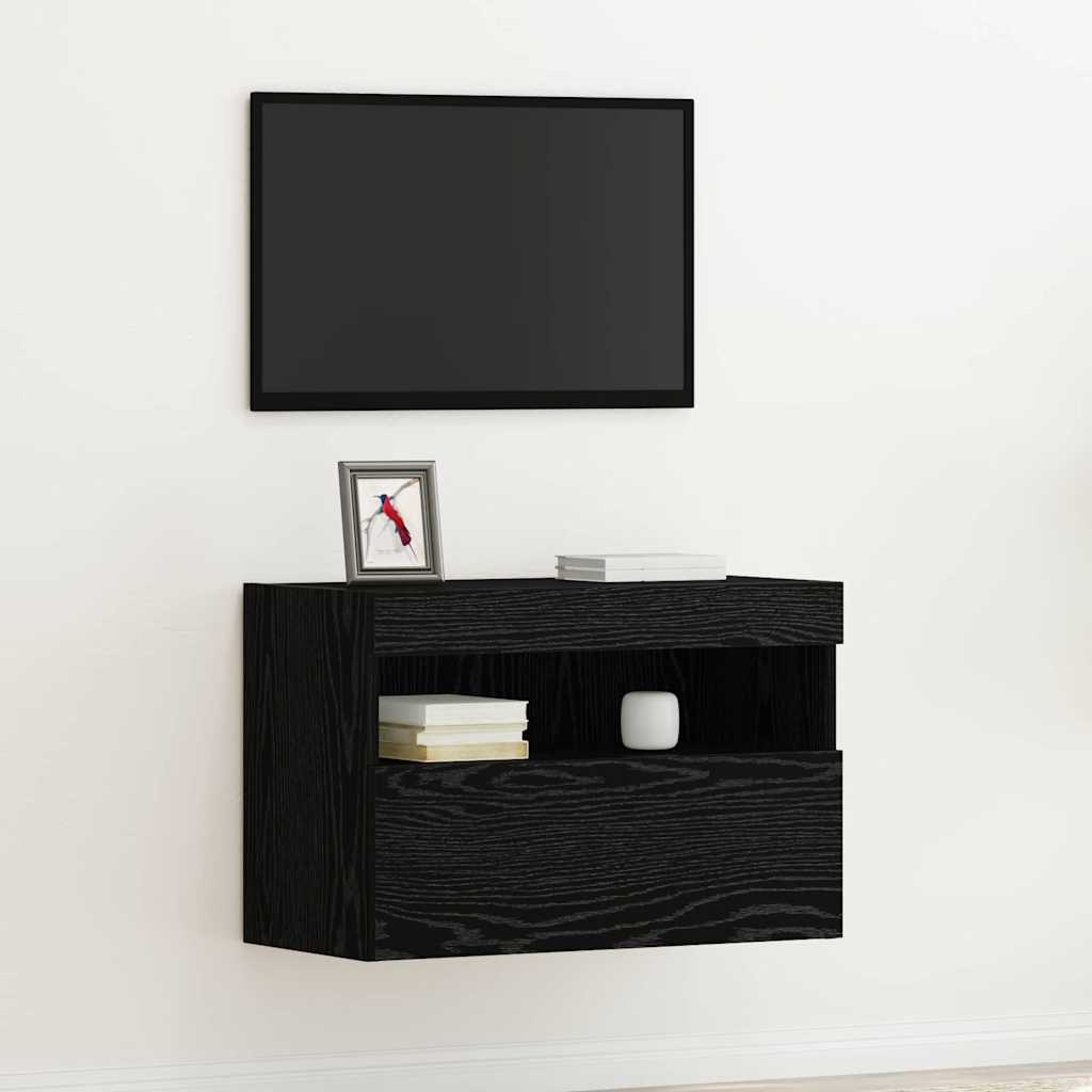Meuble TV mural Chêne noir 60 x 30 x 40 cm Bois d'ingénierie - XIOS