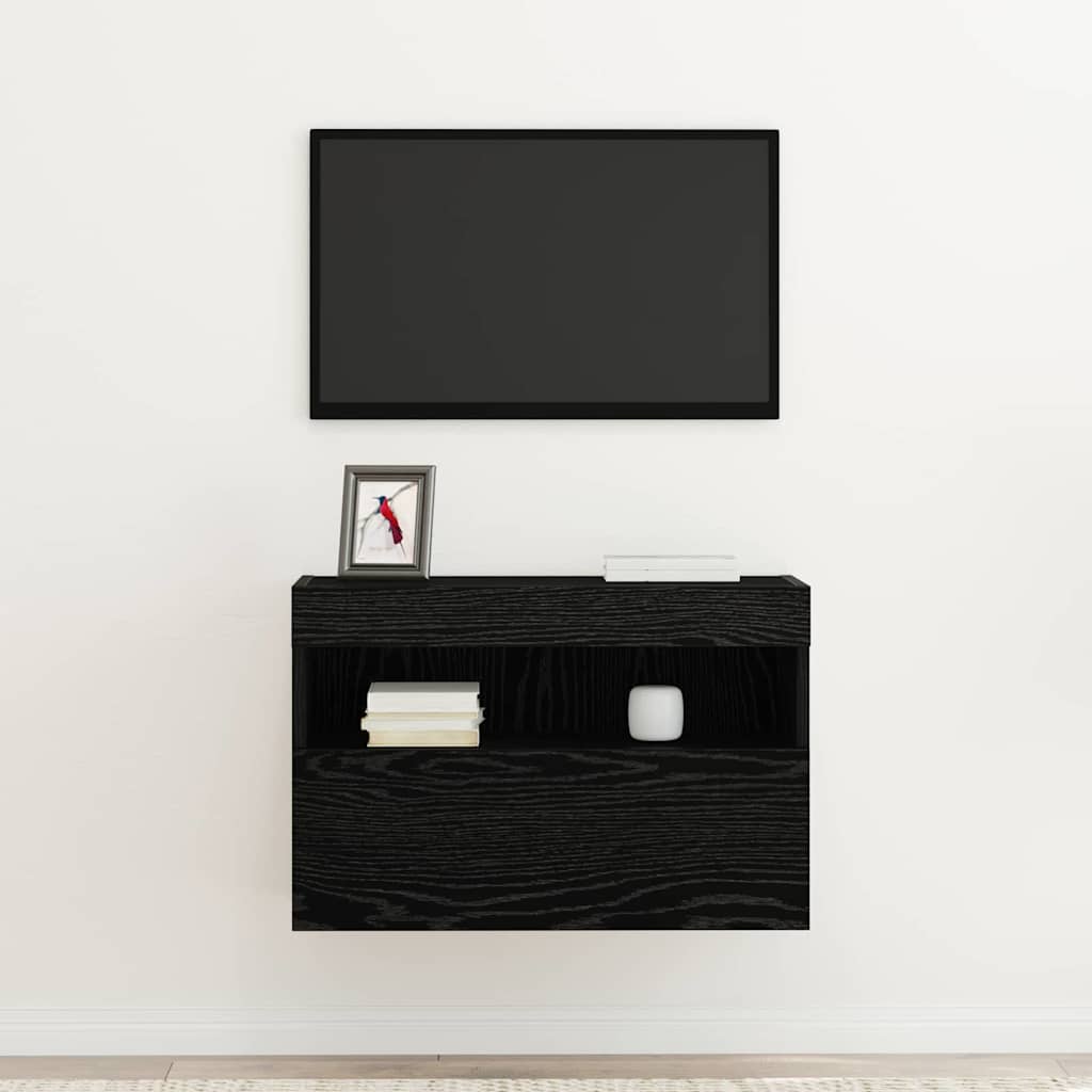 Meuble TV mural Chêne noir 60 x 30 x 40 cm Bois d'ingénierie - XIOS
