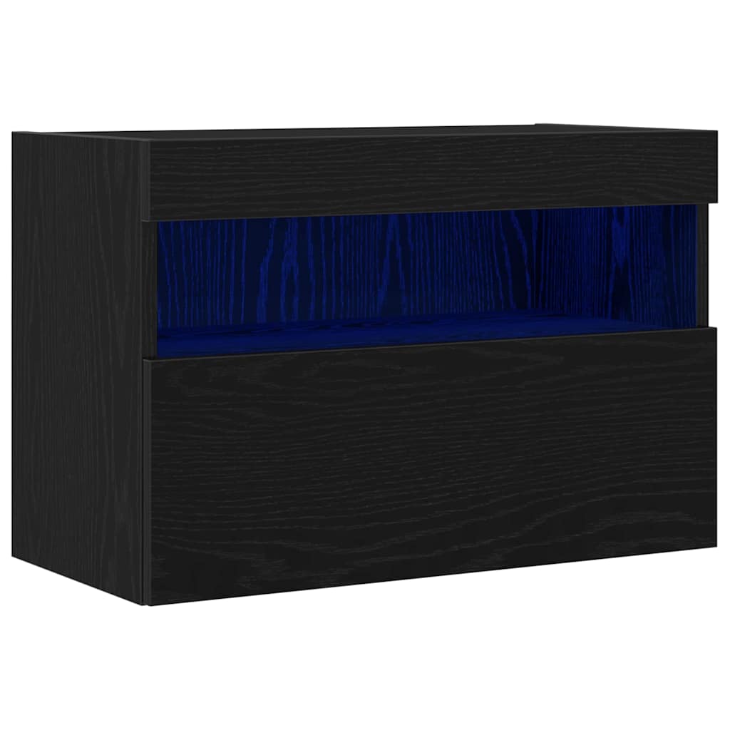 Meuble TV mural Chêne noir 60 x 30 x 40 cm Bois d'ingénierie - XIOS