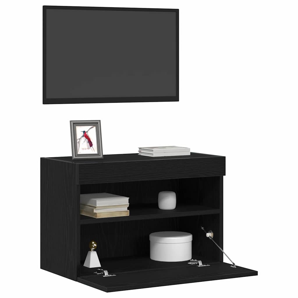 Meuble TV mural Chêne noir 60 x 30 x 40 cm Bois d'ingénierie - XIOS