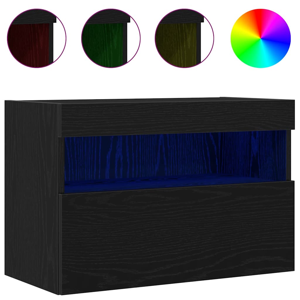 Meuble TV mural Chêne noir 60 x 30 x 40 cm Bois d'ingénierie - XIOS