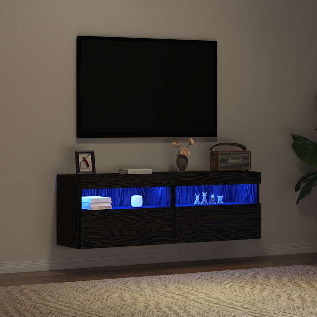 Meuble TV mural Chêne noir 60 x 30 x 40 cm Bois d'ingénierie - XIOS