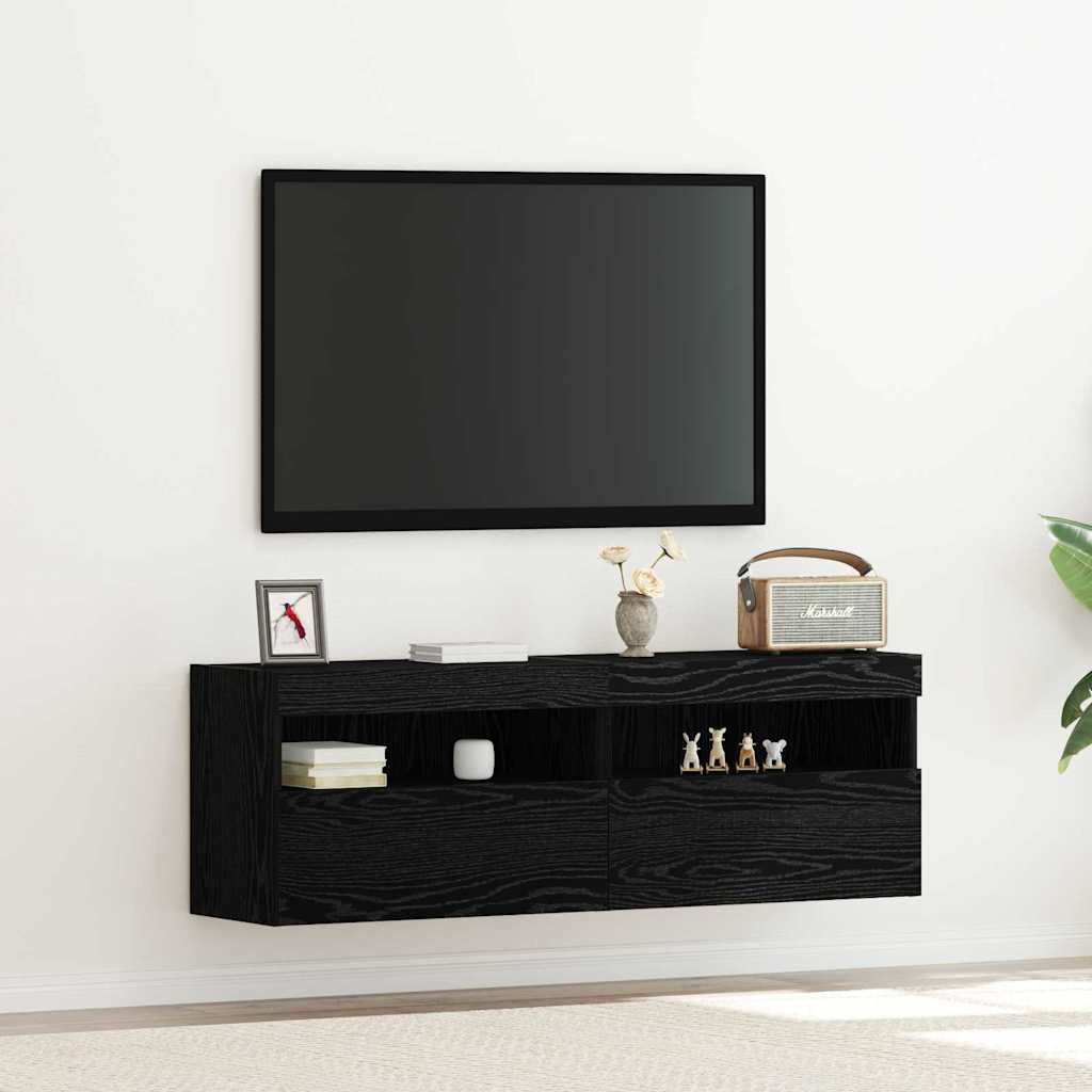 Meuble TV mural Chêne noir 60 x 30 x 40 cm Bois d'ingénierie - XIOS