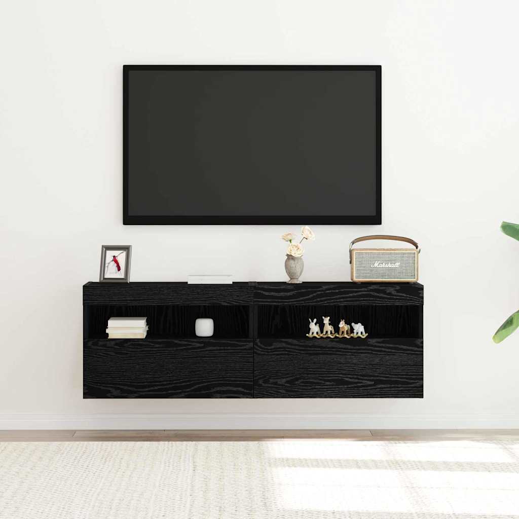 Meuble TV mural Chêne noir 60 x 30 x 40 cm Bois d'ingénierie - XIOS