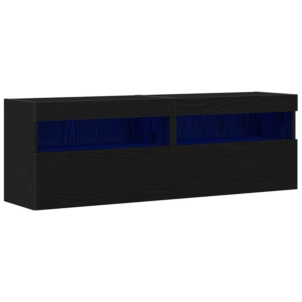 Meuble TV mural Chêne noir 60 x 30 x 40 cm Bois d'ingénierie - XIOS