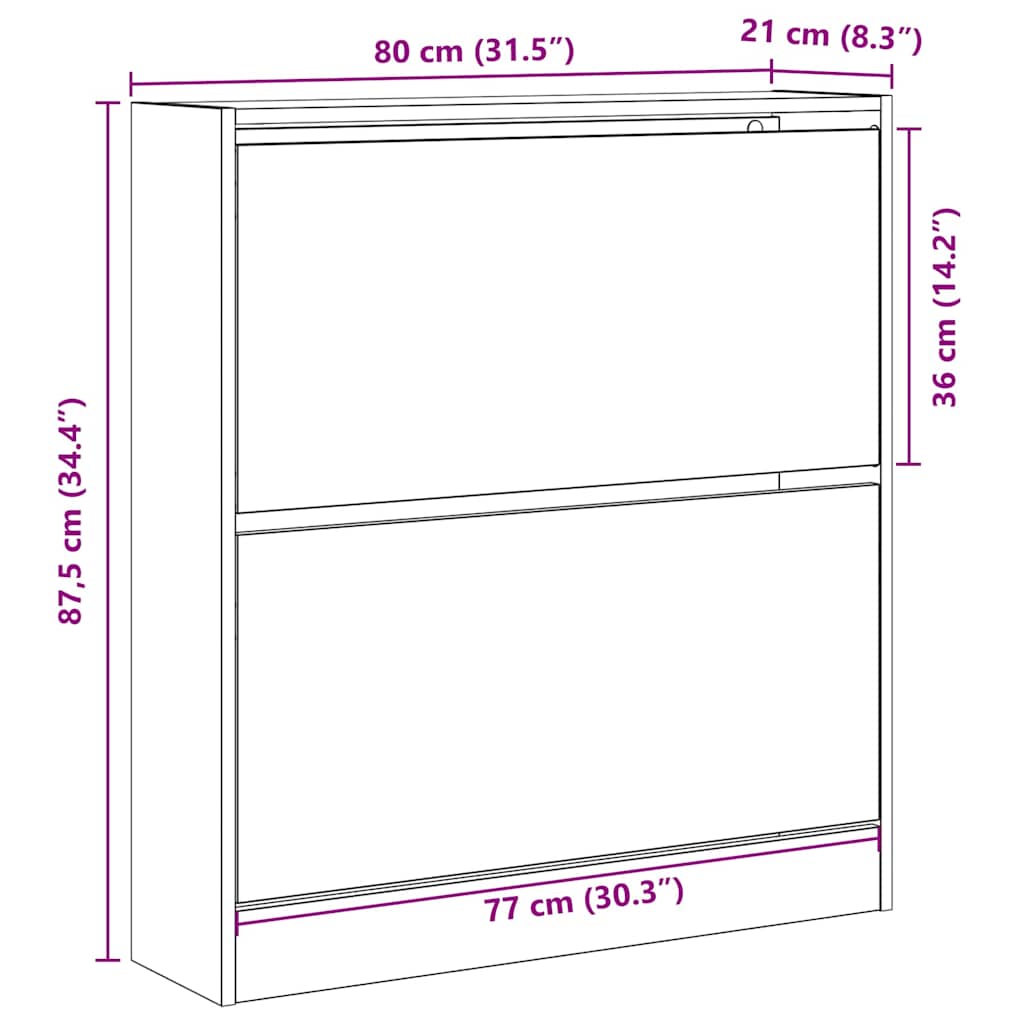 Armoire à chaussures avec porte Bois ancien 80 x 21 x 87.5 cm - XIOS