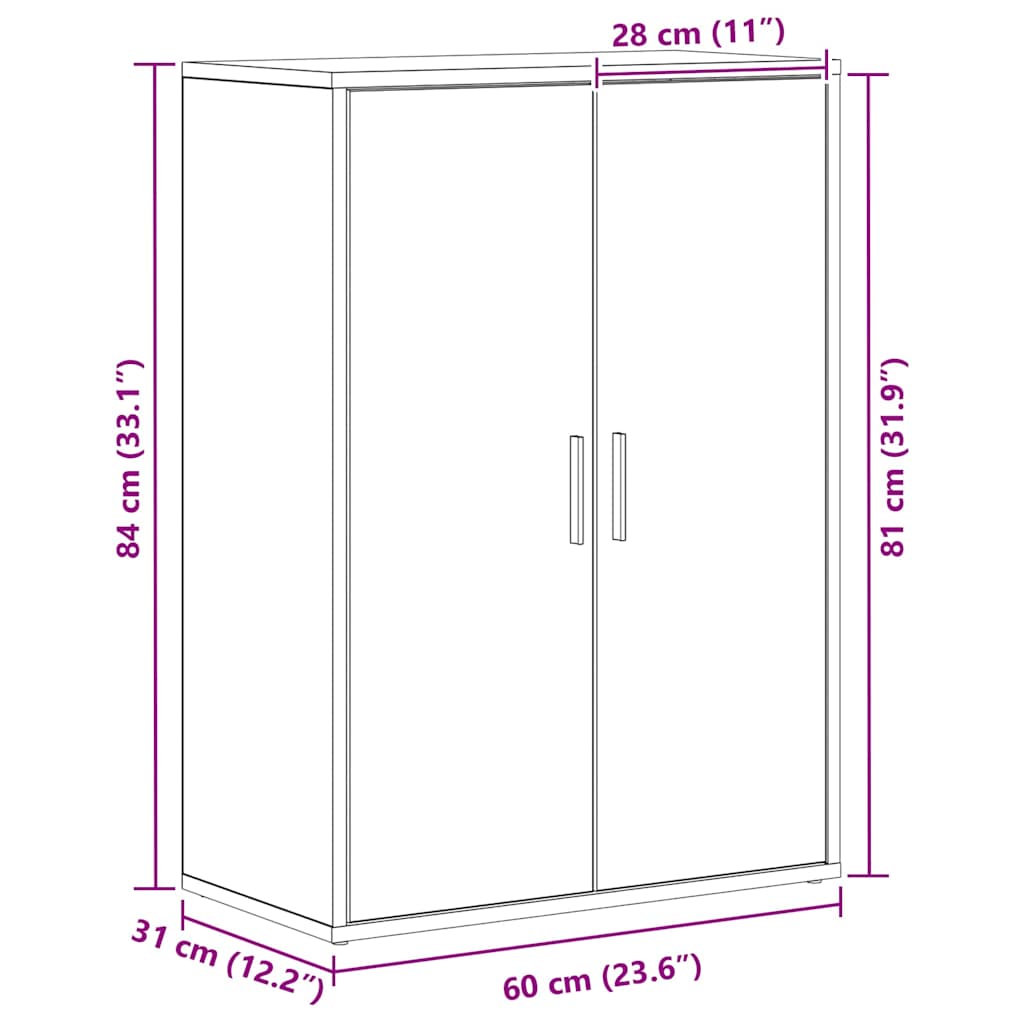 Buffet chêne artisanal 60 x 31 x 84 cm Bois d'ingénierie - XIOS