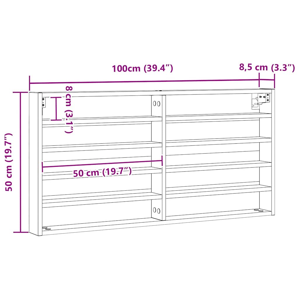 Vitrine Bois Ancien 100 x 8,5 x 50 cm Bois d'ingénierie - XIOS