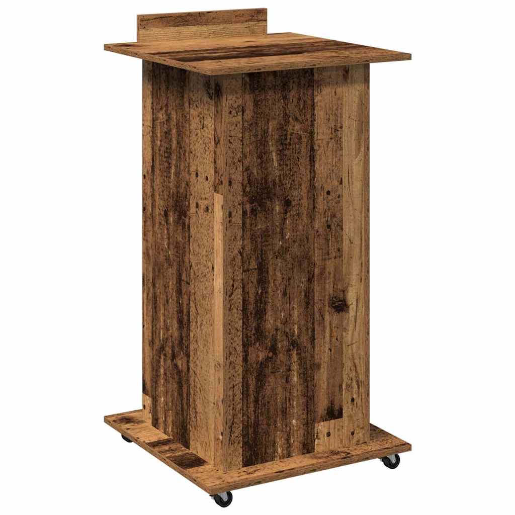 Podium avec roue Bois ancien 55 x 55 x 107 cm Bois d'ingénierie - XIOS