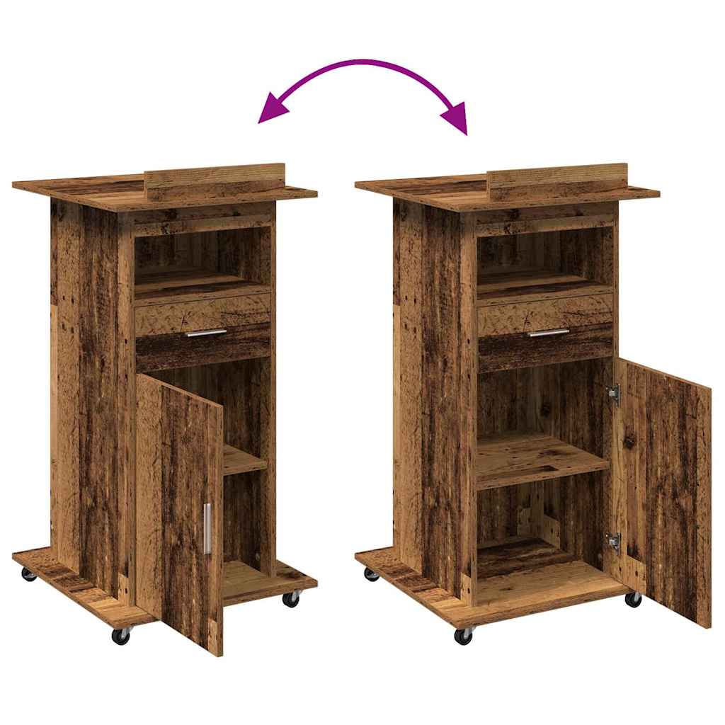 Podium avec roue Bois ancien 55 x 55 x 107 cm Bois d'ingénierie - XIOS