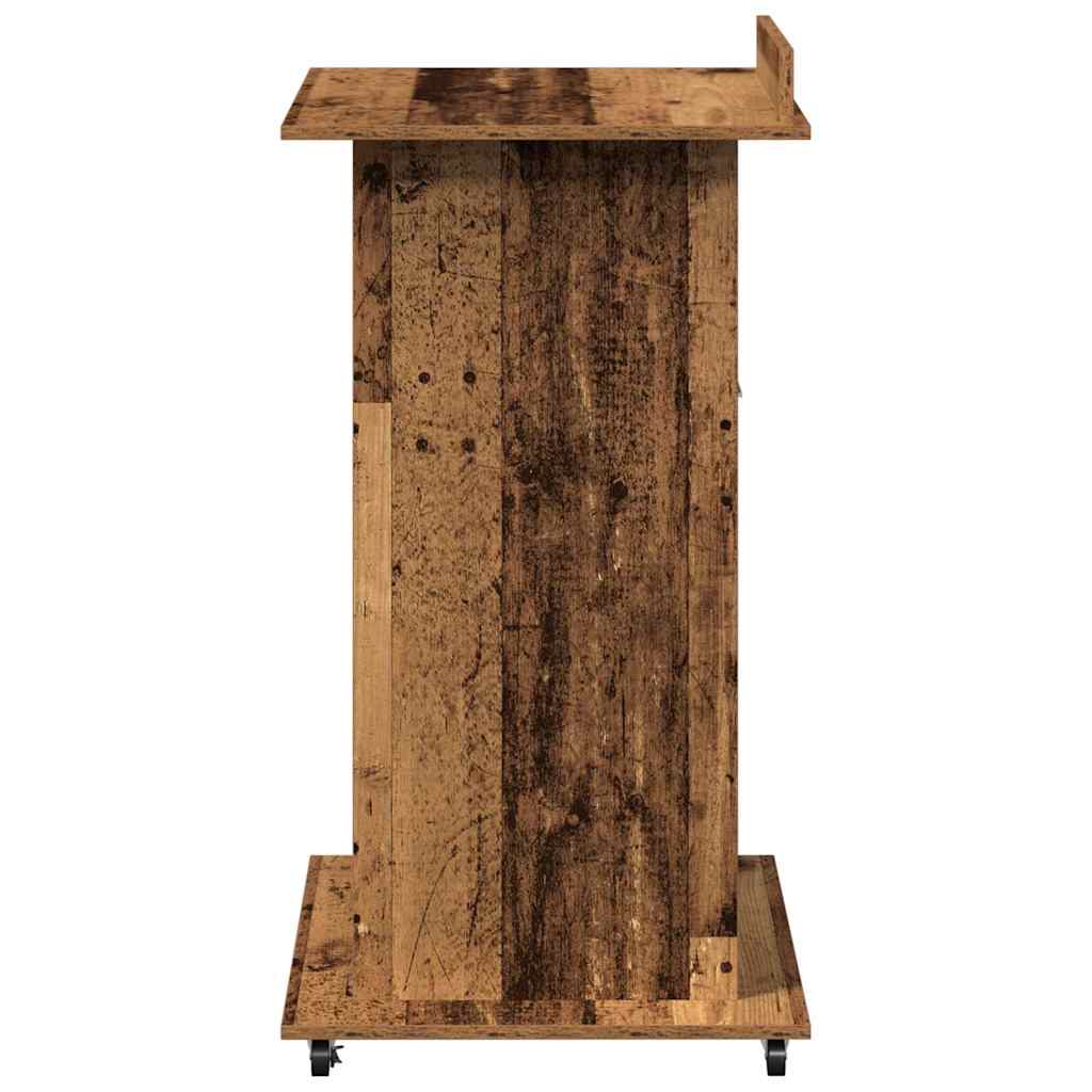 Podium avec roue Bois ancien 55 x 55 x 107 cm Bois d'ingénierie - XIOS