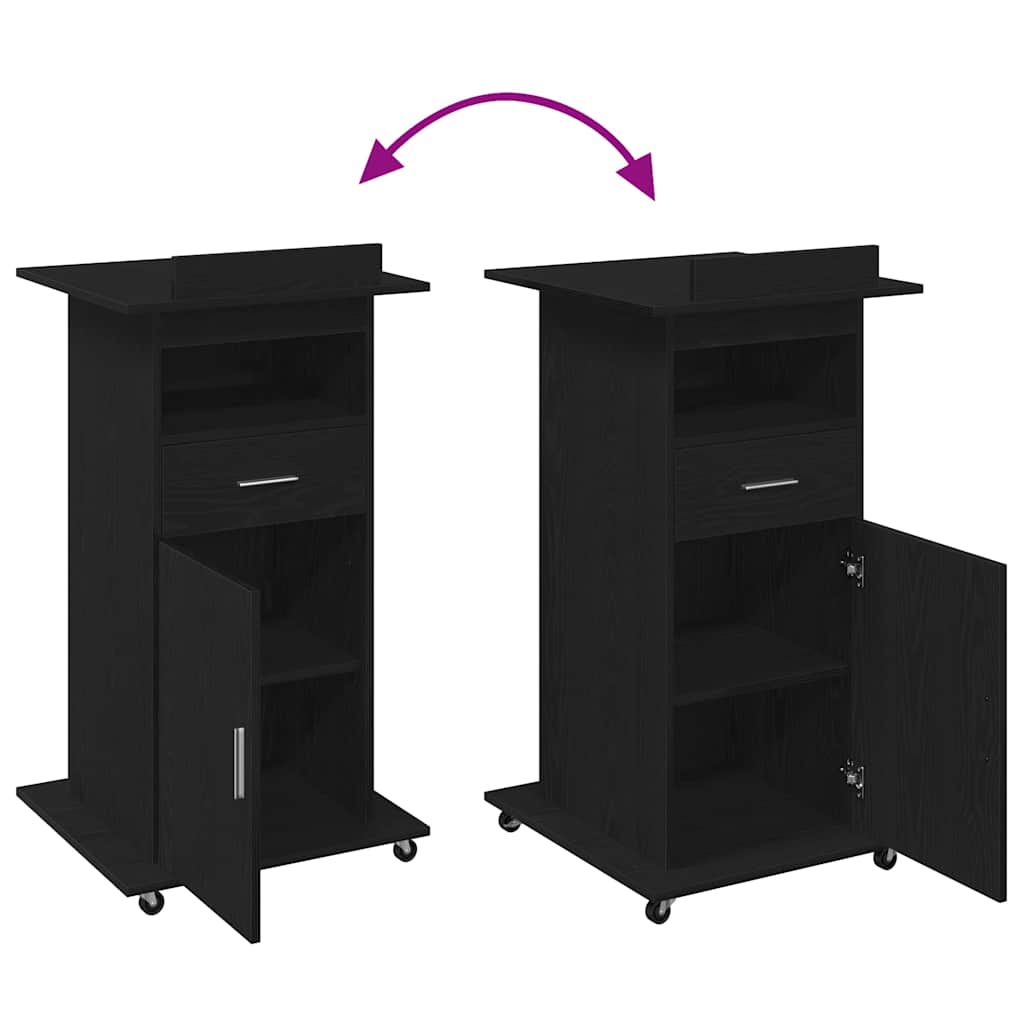 Podium avec roue Chêne noir 55 x 55 x 107 cm Bois d'ingénierie - XIOS