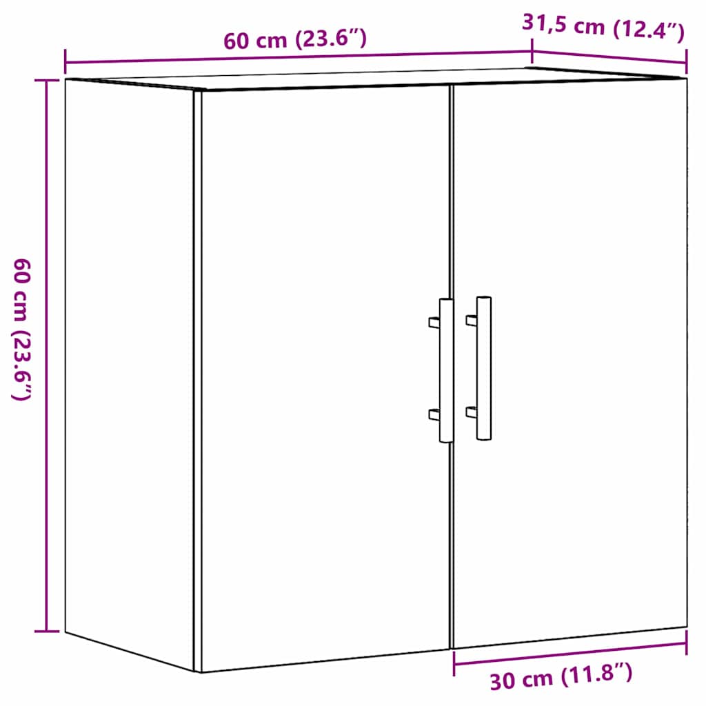 Armoire murale vidaXL en bois ancien 60x31,5x60 cm en bois reconstitué