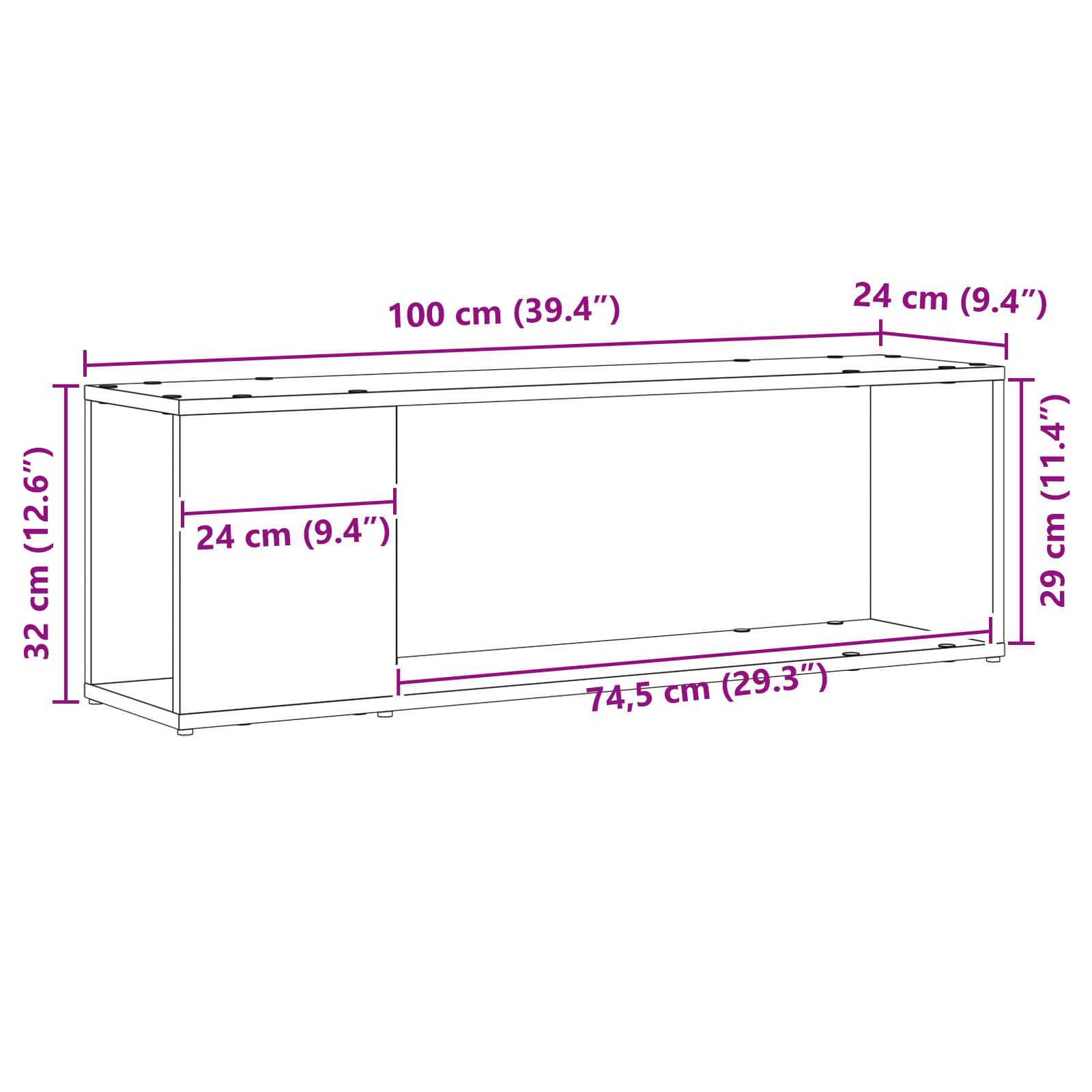 Ensemble meuble TV Noir 100 x 24 x 63 cm Bois d'ingénierie