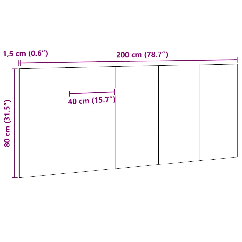 Tête de lit Chêne noir 200 x 1,5 x 80 cm Bois d'ingénierie - XIOS