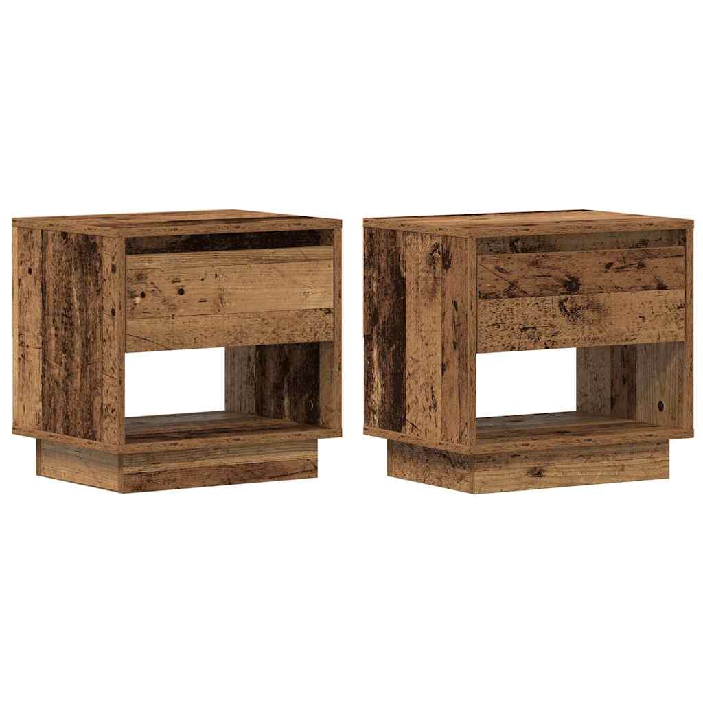 Table de nuit avec tiroir 2 pcs Bois ancien 45 x 34 x 44 cm