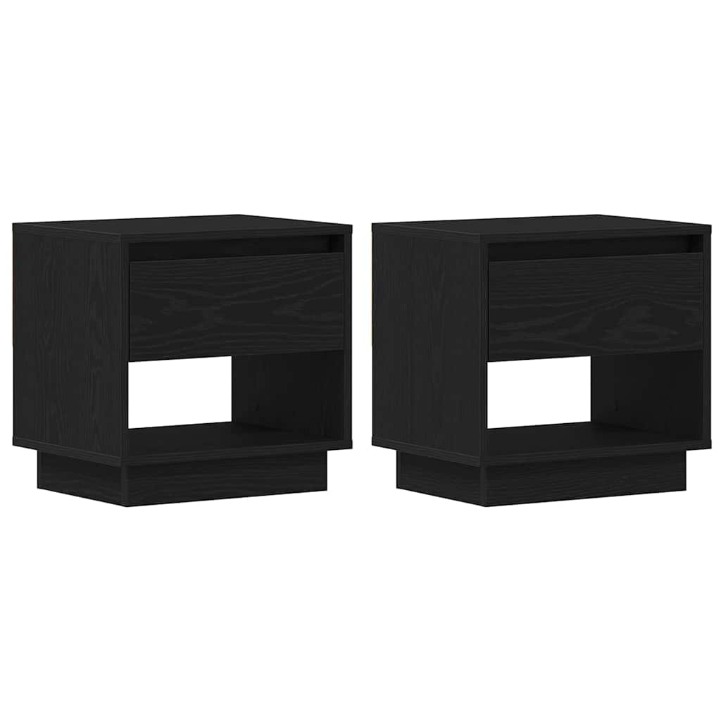 Table de nuit avec tiroir 2 pcs Chêne noir 45 x 34 x 44 cm - XIOS