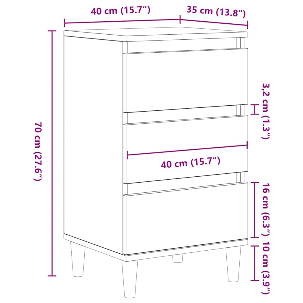 Cabinet de chevet Chêne noir 40 x 35 x 70 cm Bois d'ingénierie - XIOS