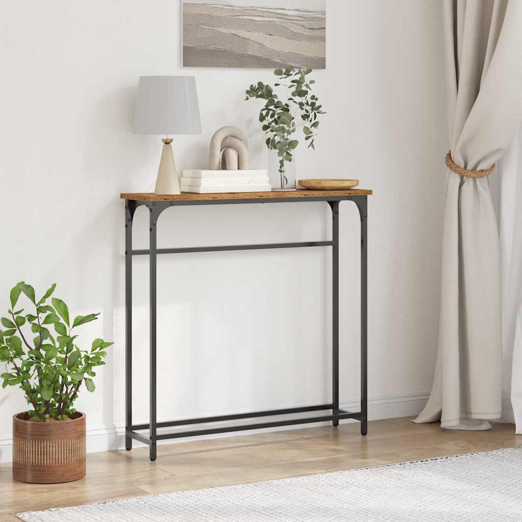 Table Console avec étagère Bois Ancien 75 x 19,5 x 75 cm - XIOS