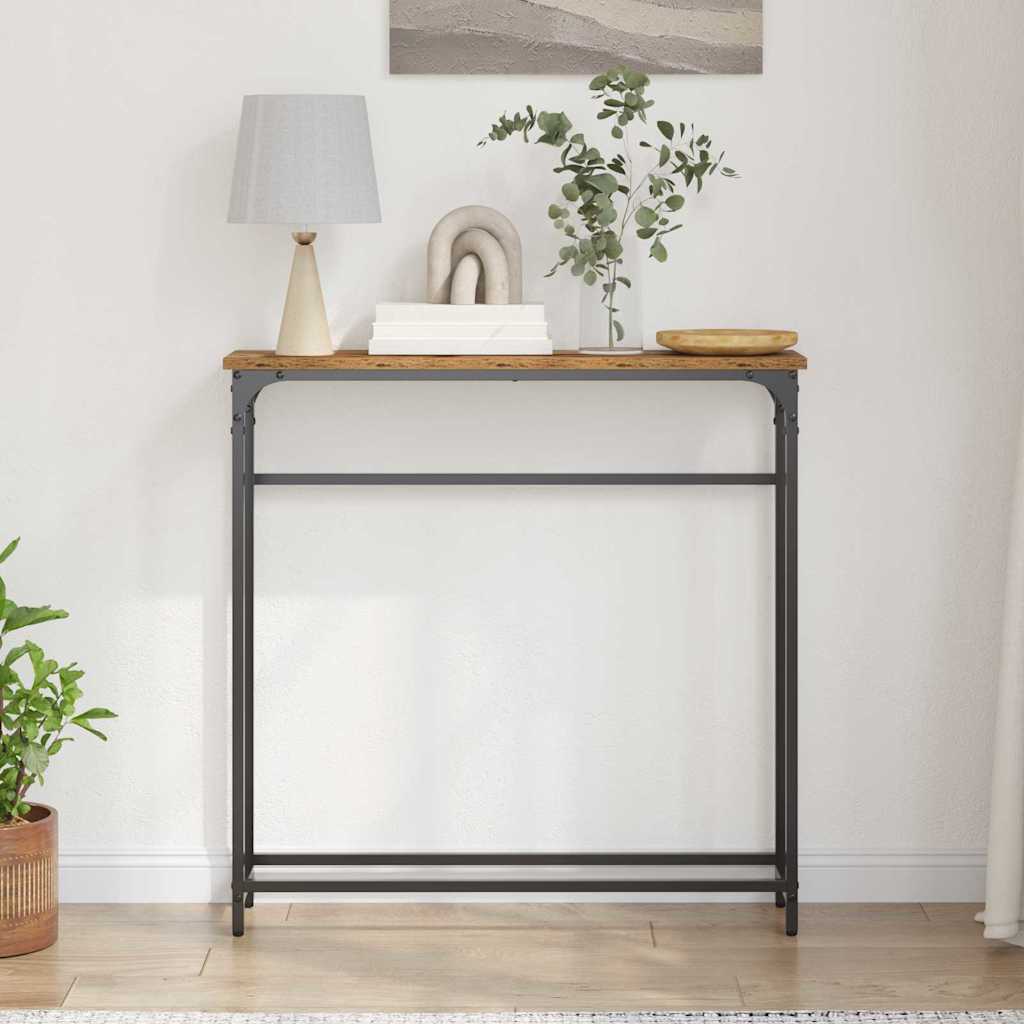 Table Console avec étagère Bois Ancien 75 x 19,5 x 75 cm - XIOS