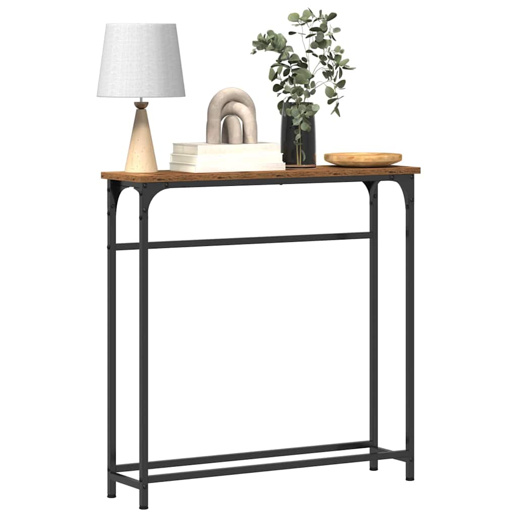 Table Console avec étagère Bois Ancien 75 x 19,5 x 75 cm - XIOS