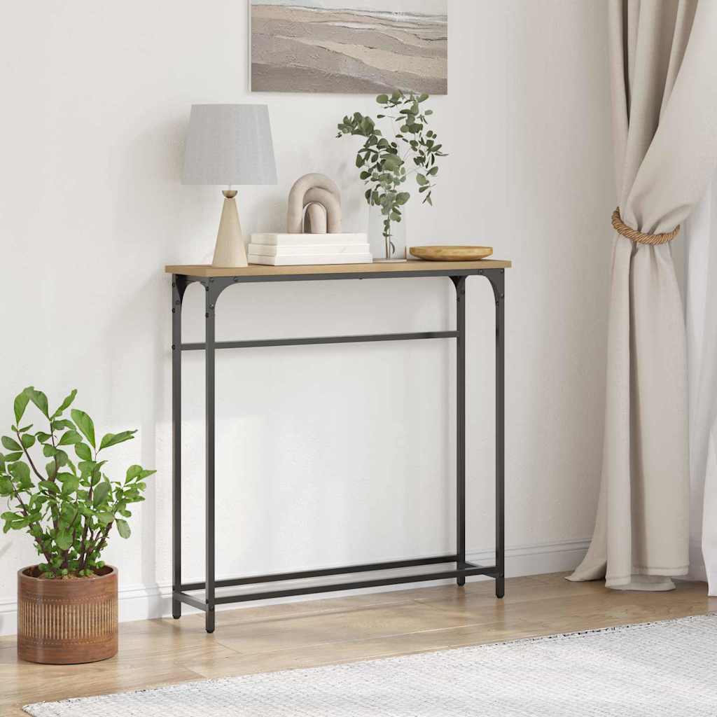 Table Console avec étagère chêne artisanal 75 x 19,5 x 75 cm - XIOS