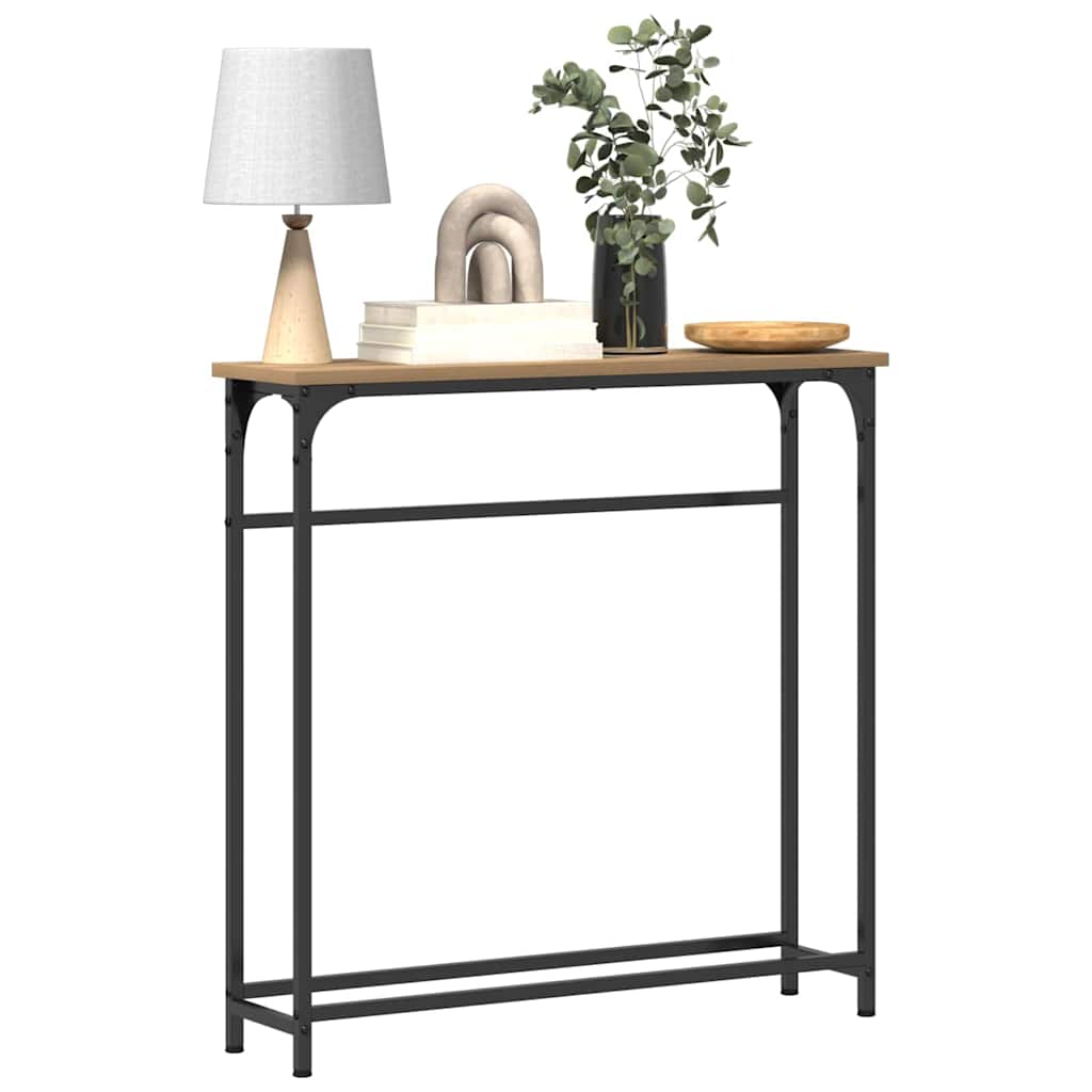 Table Console avec étagère chêne artisanal 75 x 19,5 x 75 cm - XIOS