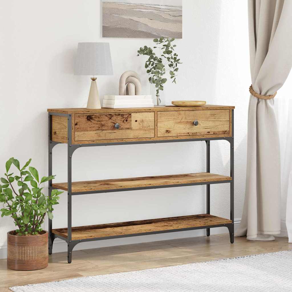 Table Console avec tiroir Bois ancien 100 x 25 x 75 cm - XIOS