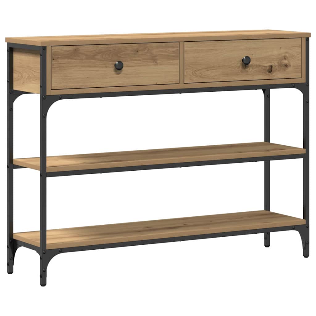 Table Console avec tiroir chêne artisanal 100 x 25 x 75 cm - XIOS