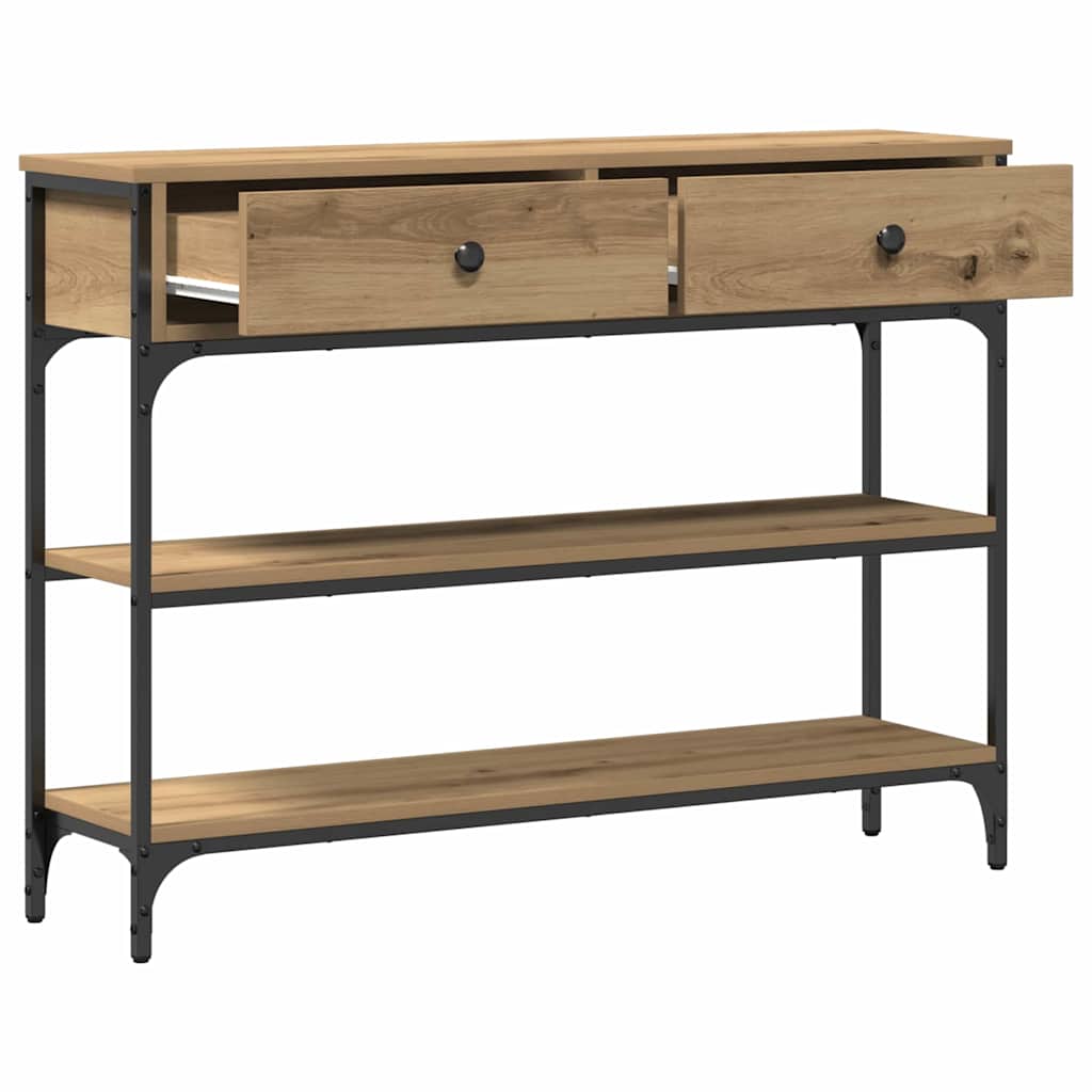 Table Console avec tiroir chêne artisanal 100 x 25 x 75 cm - XIOS