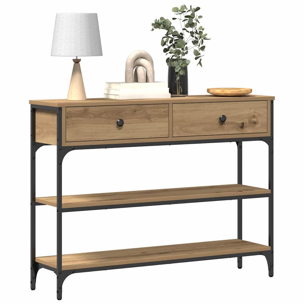 Table Console avec tiroir chêne artisanal 100 x 25 x 75 cm - XIOS