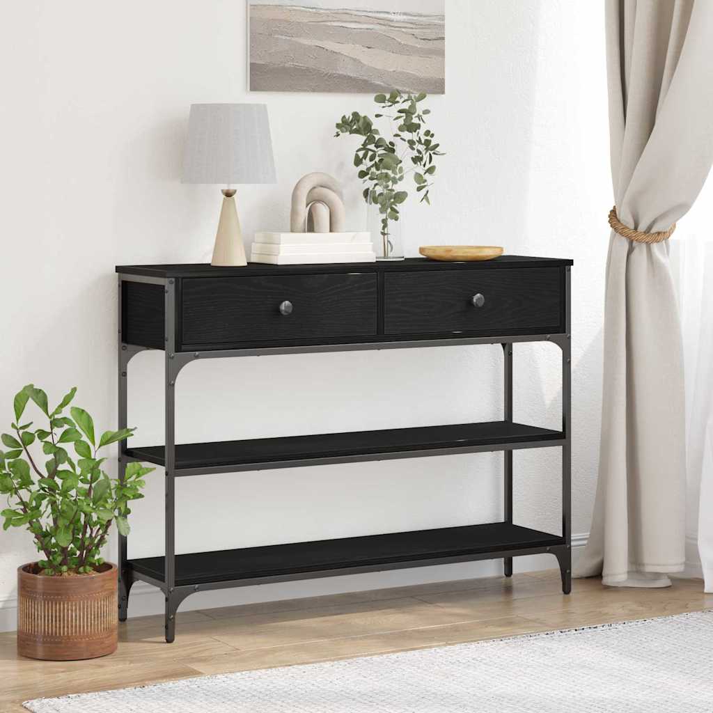 Table Console avec tiroir Chêne noir 100 x 25 x 75 cm - XIOS
