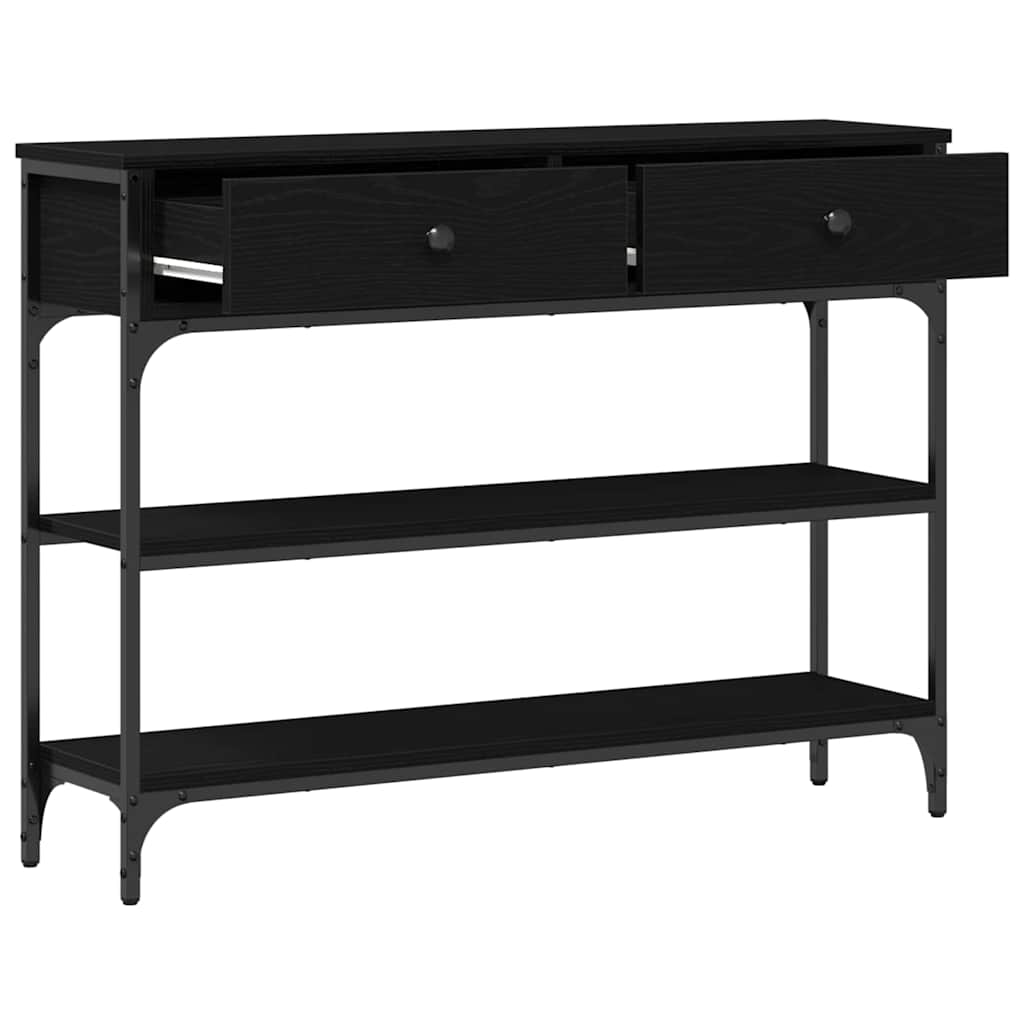 Table Console avec tiroir Chêne noir 100 x 25 x 75 cm - XIOS