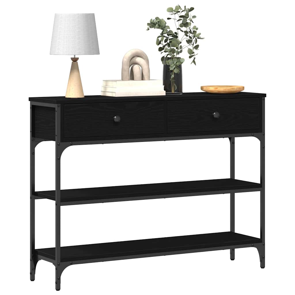 Table Console avec tiroir Chêne noir 100 x 25 x 75 cm - XIOS