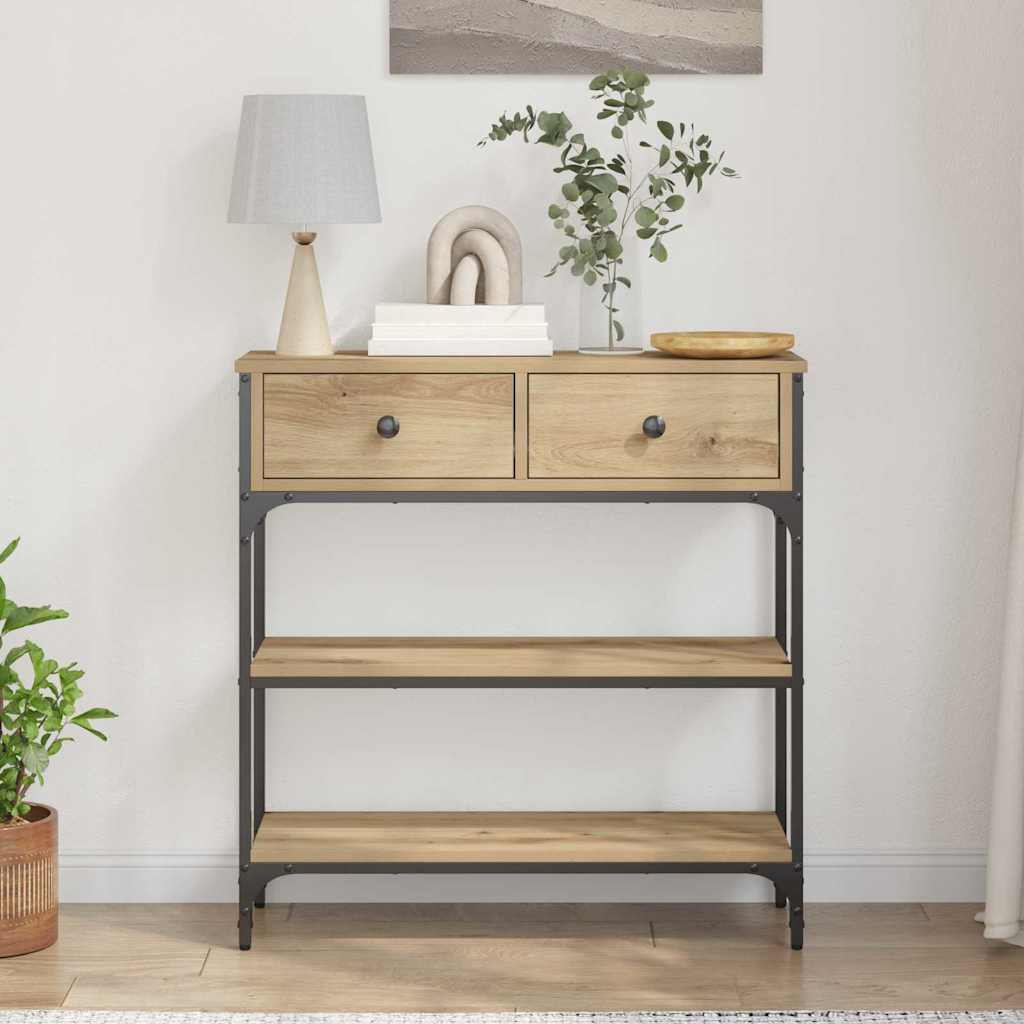 Table Console avec tiroir chêne artisanal 72,5 x 25 x 75 cm - XIOS