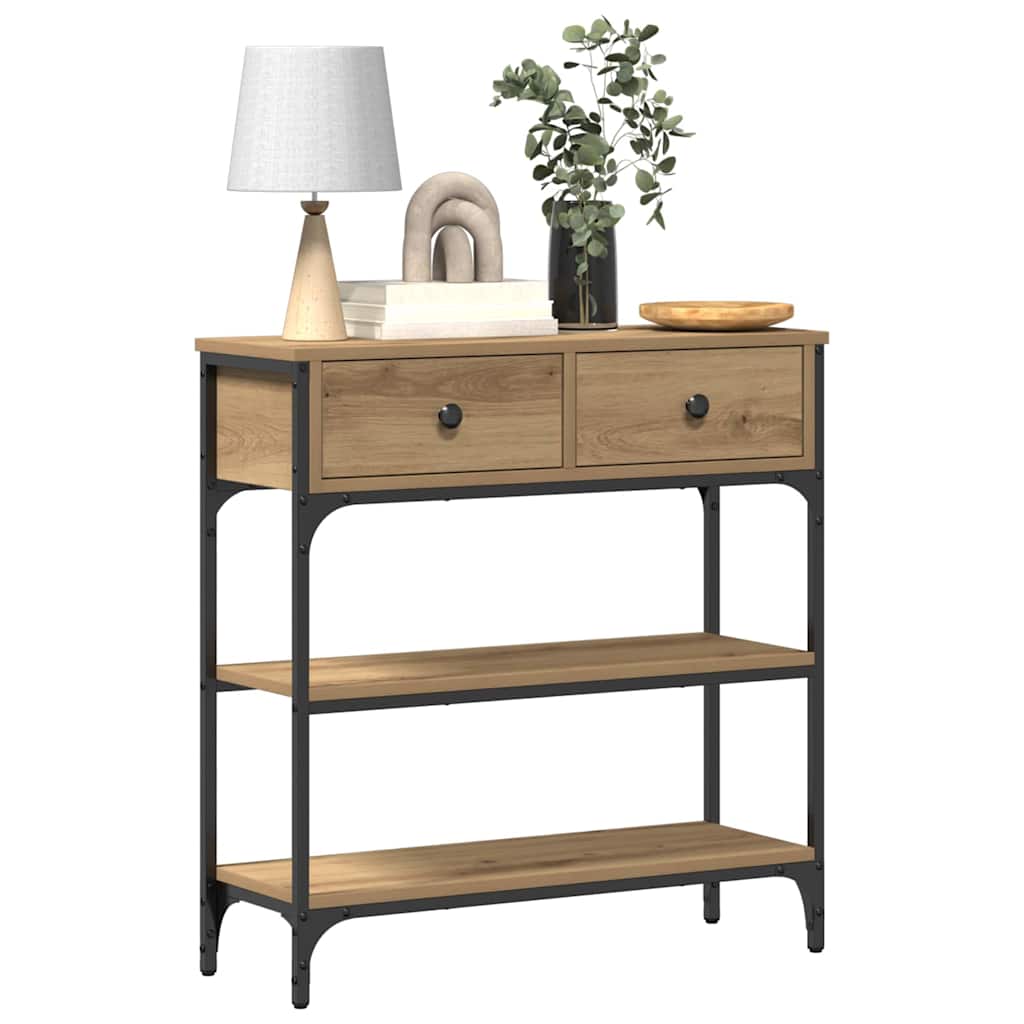 Table Console avec tiroir chêne artisanal 72,5 x 25 x 75 cm - XIOS