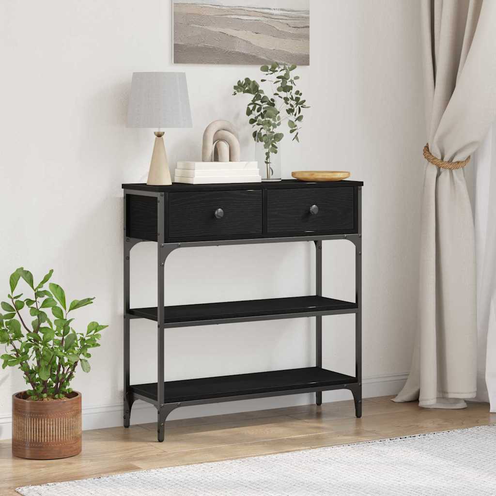 Table Console avec tiroir Chêne noir 72,5 x 25 x 75 cm - XIOS
