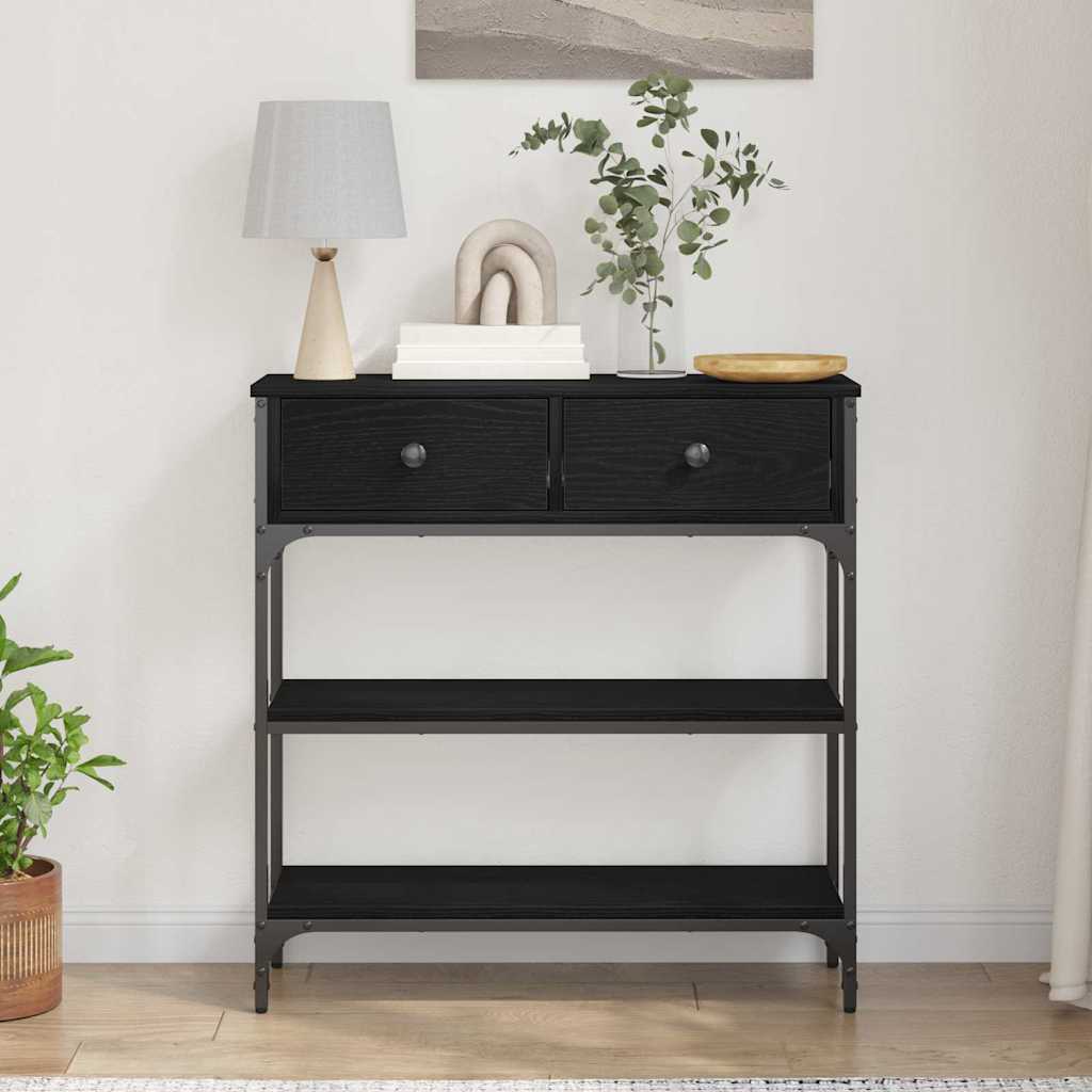 Table Console avec tiroir Chêne noir 72,5 x 25 x 75 cm - XIOS
