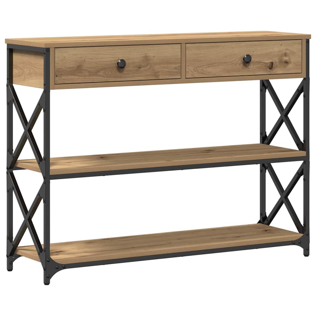Table Console avec tiroir chêne artisanal 100 x 28 x 75 cm - XIOS