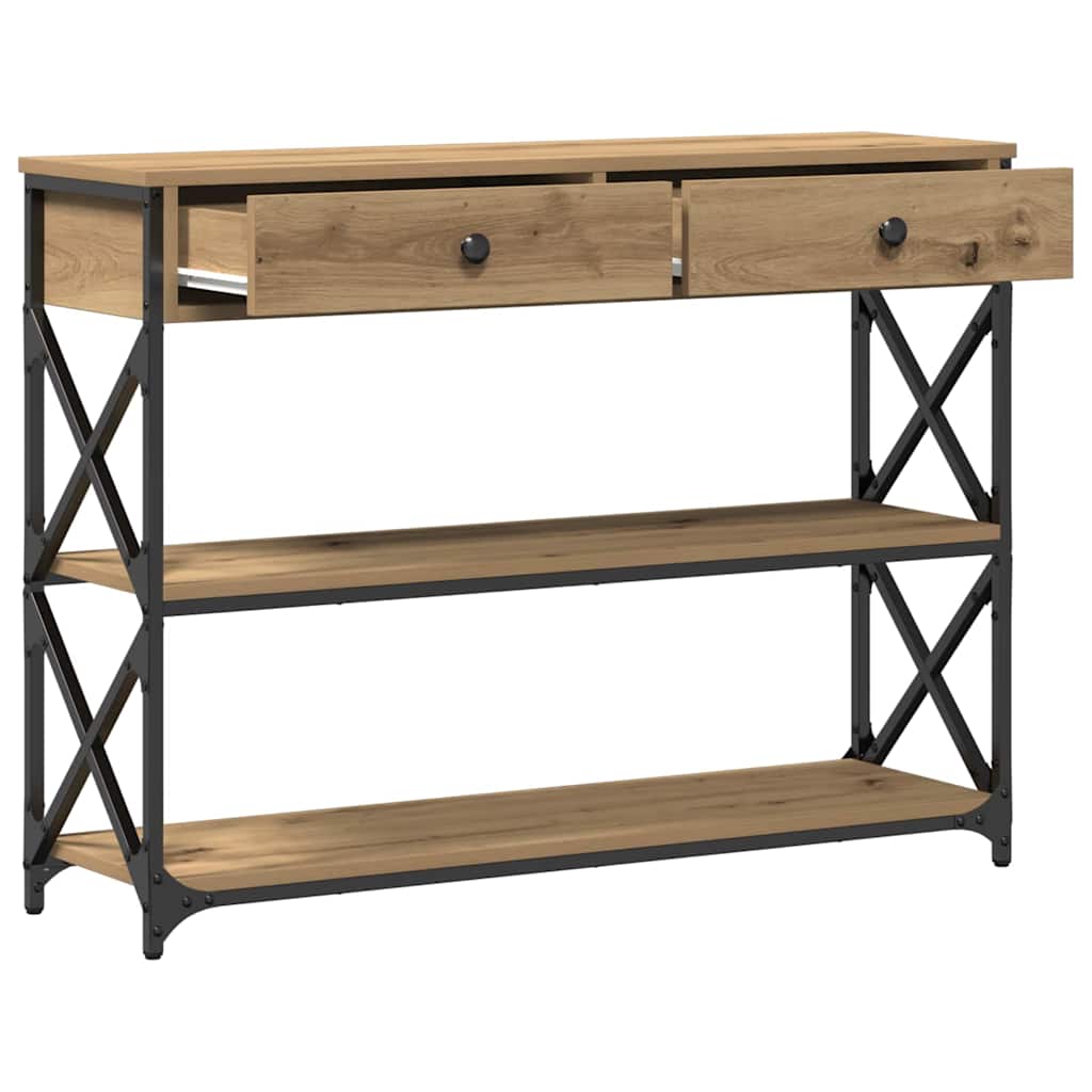 Table Console avec tiroir chêne artisanal 100 x 28 x 75 cm - XIOS
