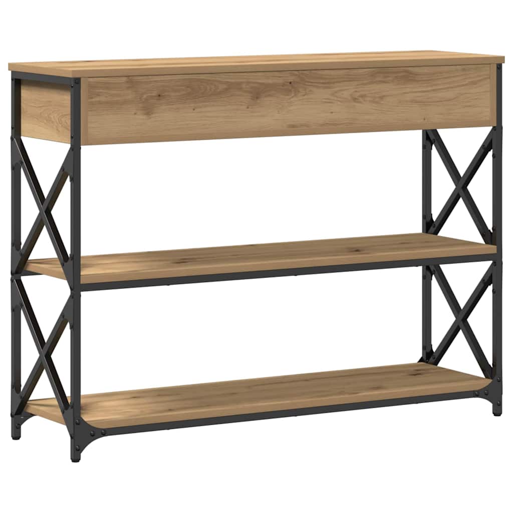 Table Console avec tiroir chêne artisanal 100 x 28 x 75 cm - XIOS