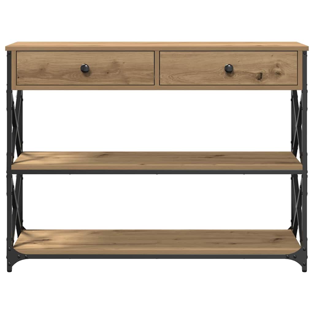Table Console avec tiroir chêne artisanal 100 x 28 x 75 cm - XIOS