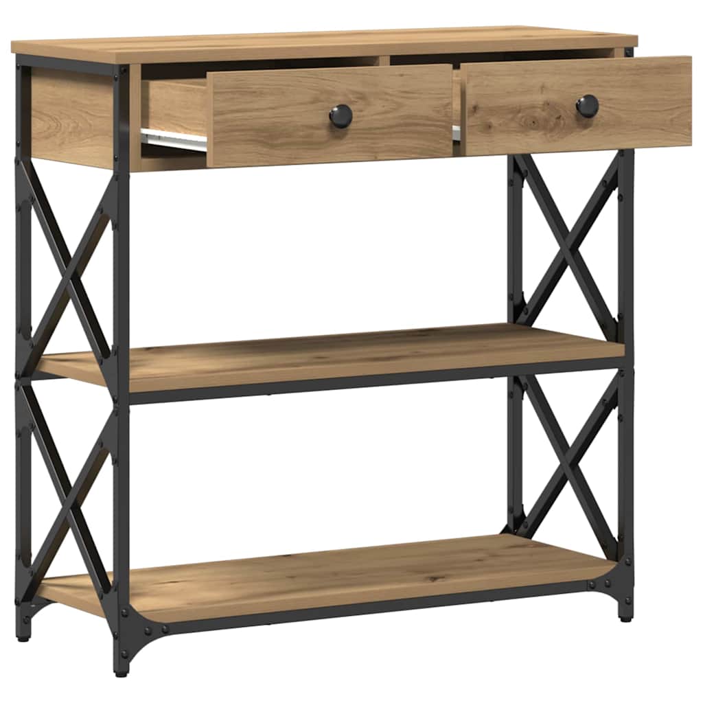 Table Console avec tiroir chêne artisanal 75 x 28 x 75 cm - XIOS