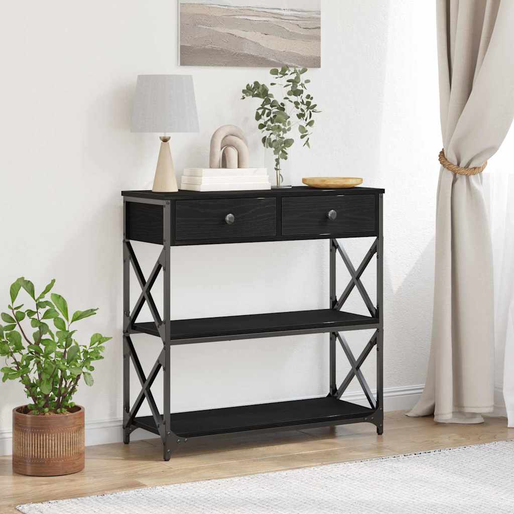 Table Console avec tiroir Chêne noir 75 x 28 x 75 cm - XIOS
