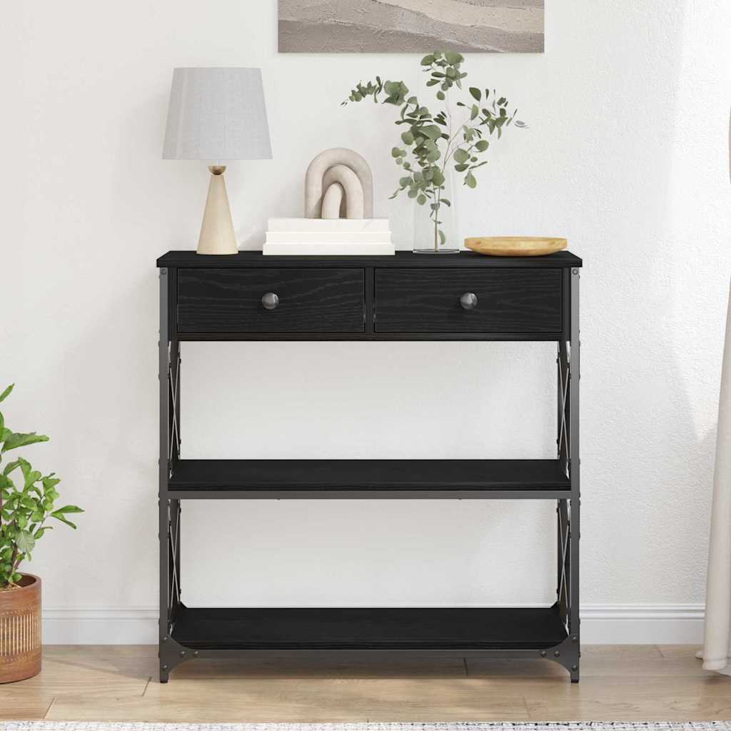 Table Console avec tiroir Chêne noir 75 x 28 x 75 cm - XIOS