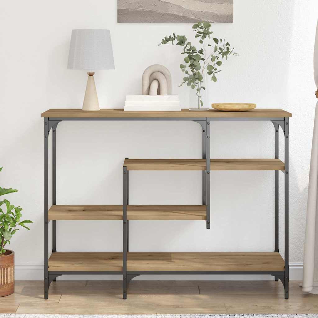 Table Console avec étagère chêne artisanal 100 x 35 x 75 cm - XIOS