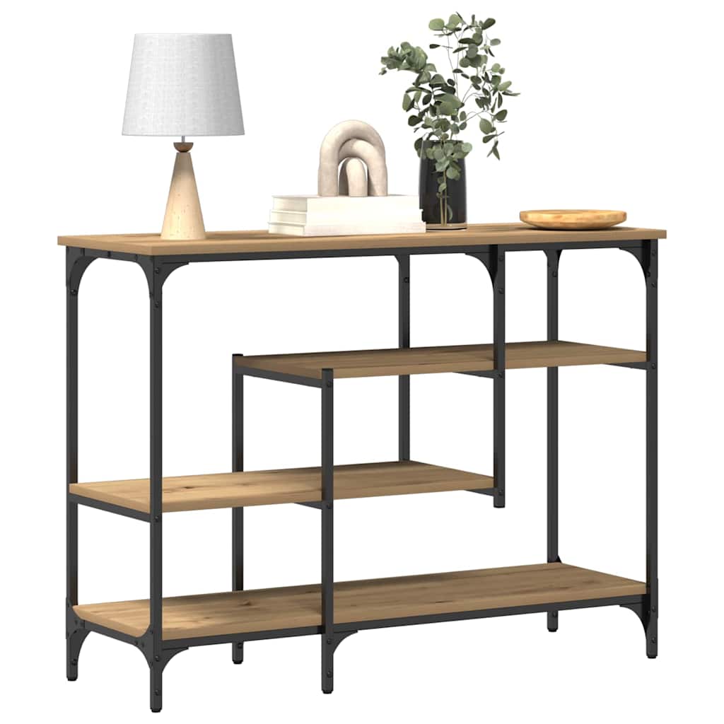 Table Console avec étagère chêne artisanal 100 x 35 x 75 cm - XIOS