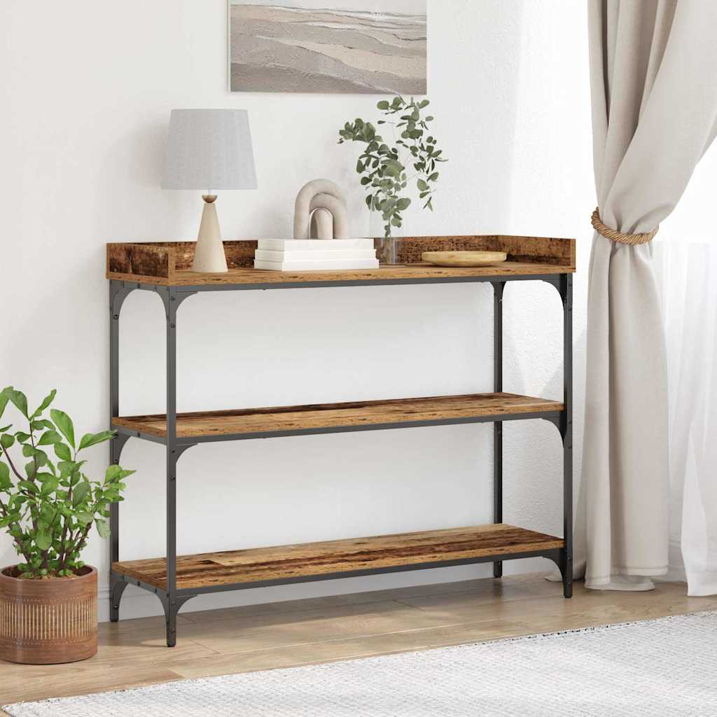 Table Console avec étagère Bois ancien 100 x 30 x 80 cm - XIOS