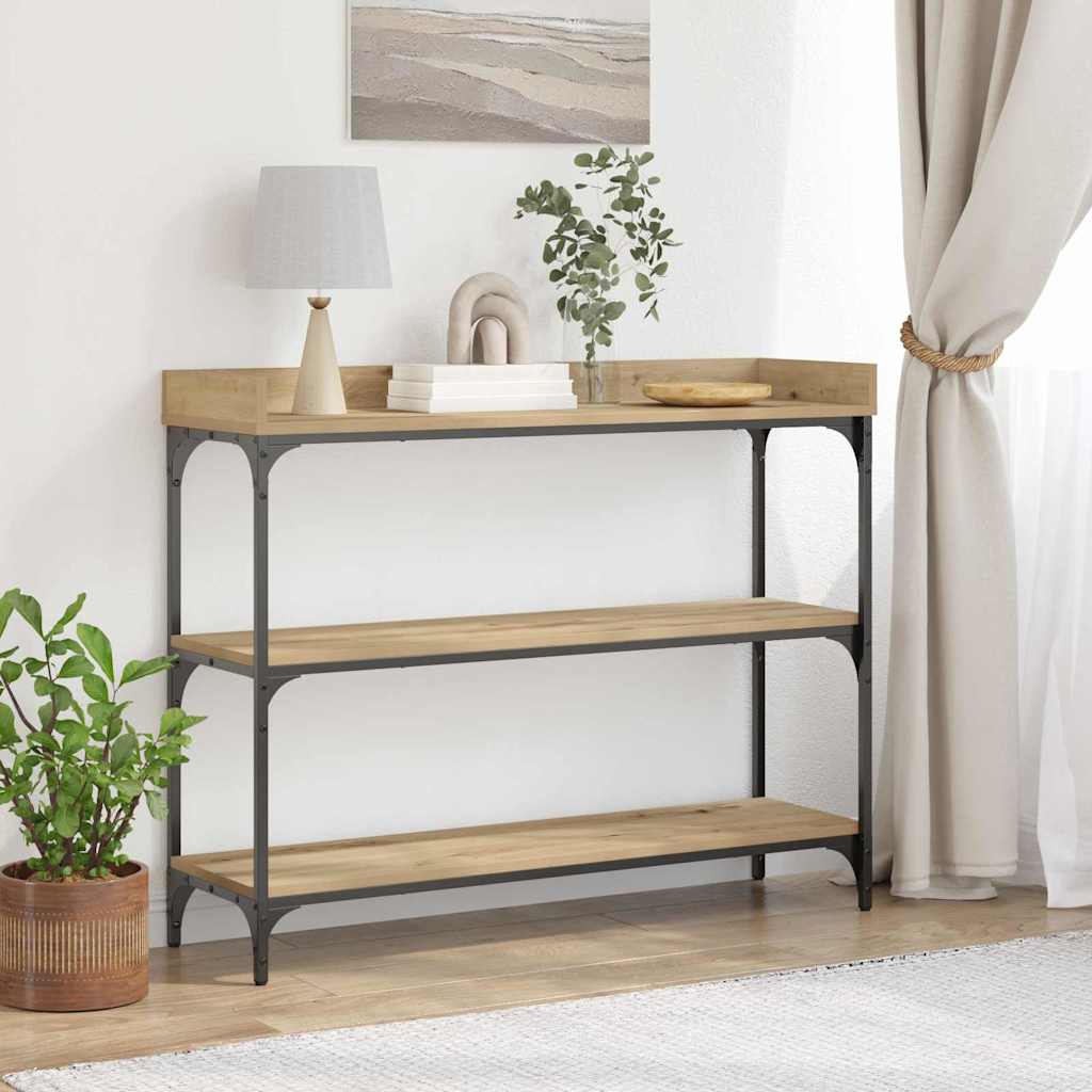 Table Console avec étagère chêne artisanal 100 x 30 x 80 cm - XIOS