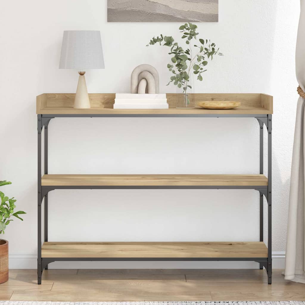 Table Console avec étagère chêne artisanal 100 x 30 x 80 cm - XIOS